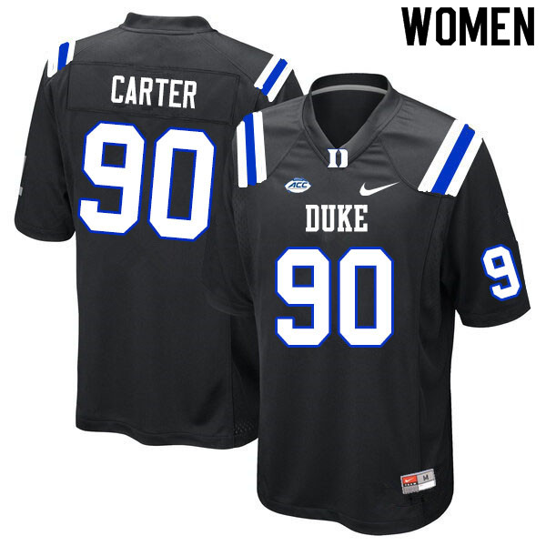 Women #90 DeWayne Carter Duke Blue Devils College Football Jerseys Sale-Black - Click Image to Close
